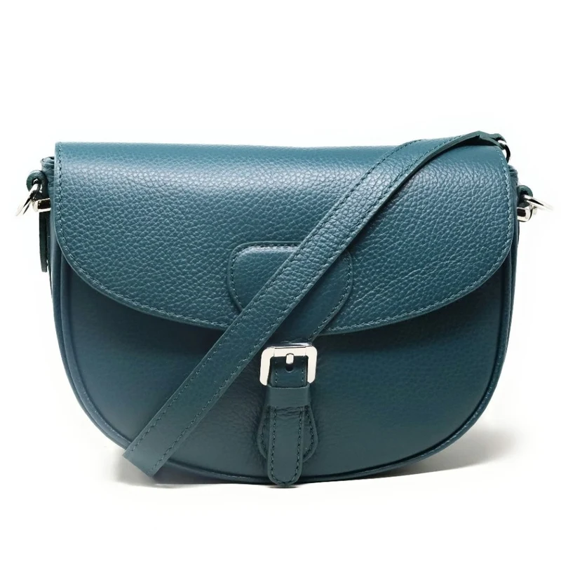 Sac trotteur en cuir grainé MASINA Bleu vert canard
