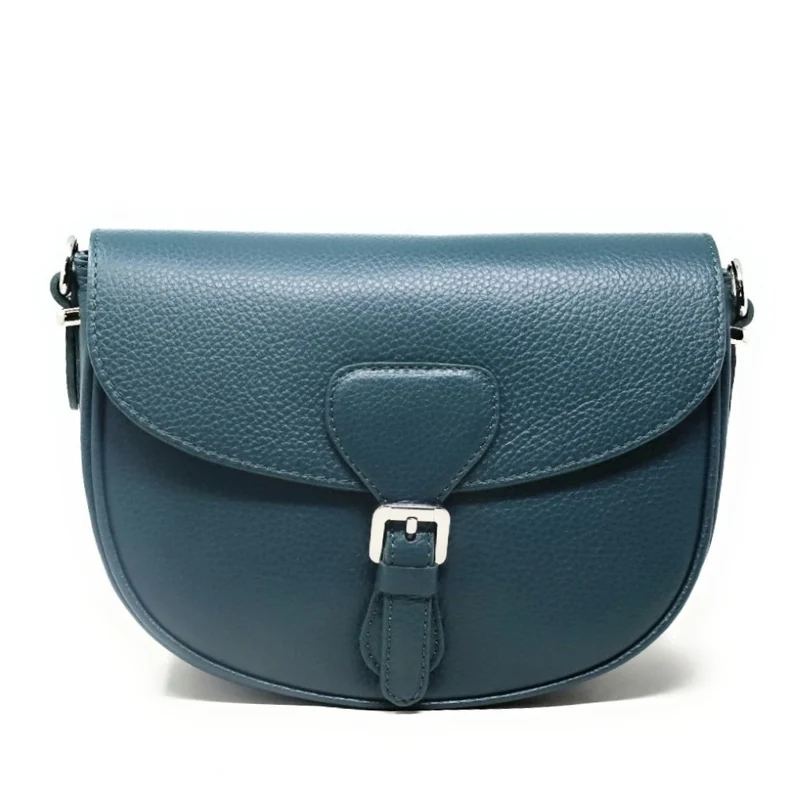 Sac trotteur en cuir grainé MASINA Bleu vert canard