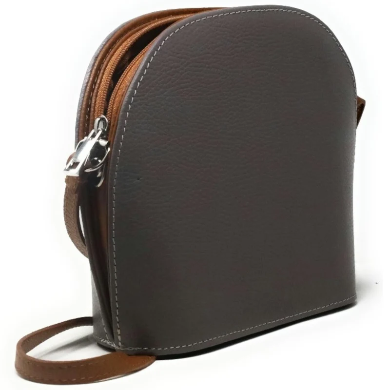 Sac trotteur en cuir grainé NAAN Gris taupe foncé