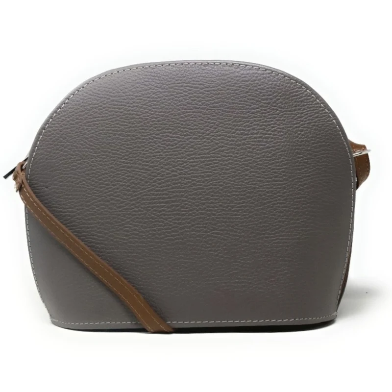 Sac trotteur en cuir grainé NAAN Gris taupe foncé