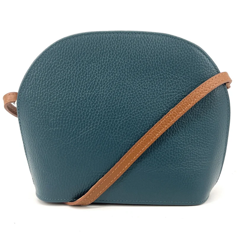 Sac trotteur en cuir grainé NAAN Bleu vert canard