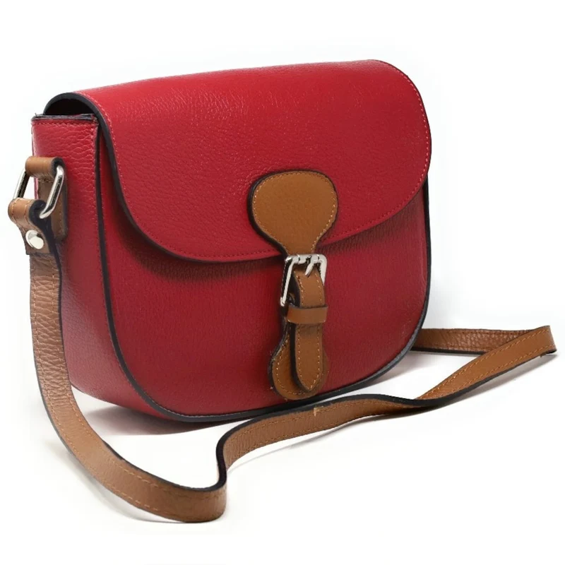 Sac trotteur en cuir grainé INA SCOT Rouge magenta