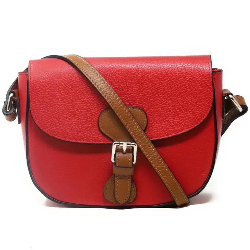 Sac trotteur en cuir grainé INA SCOT Rouge coquelicot