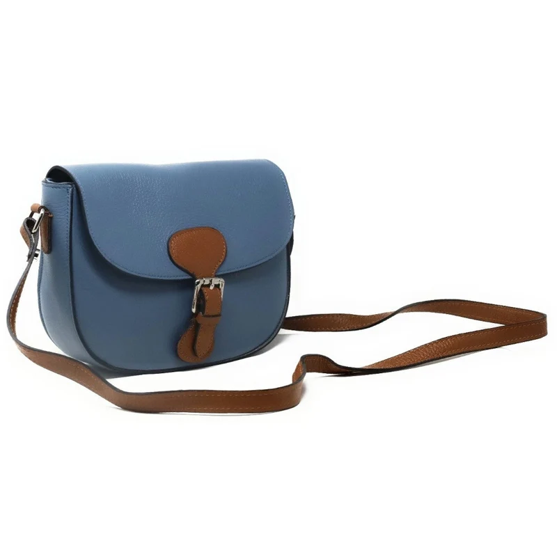 Sac trotteur en cuir grainé INA SCOT Bleu glacier
