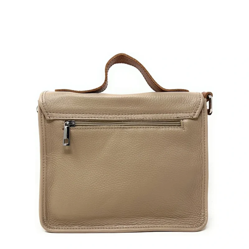 Sac cartable en cuir grainé CALVI Taupe