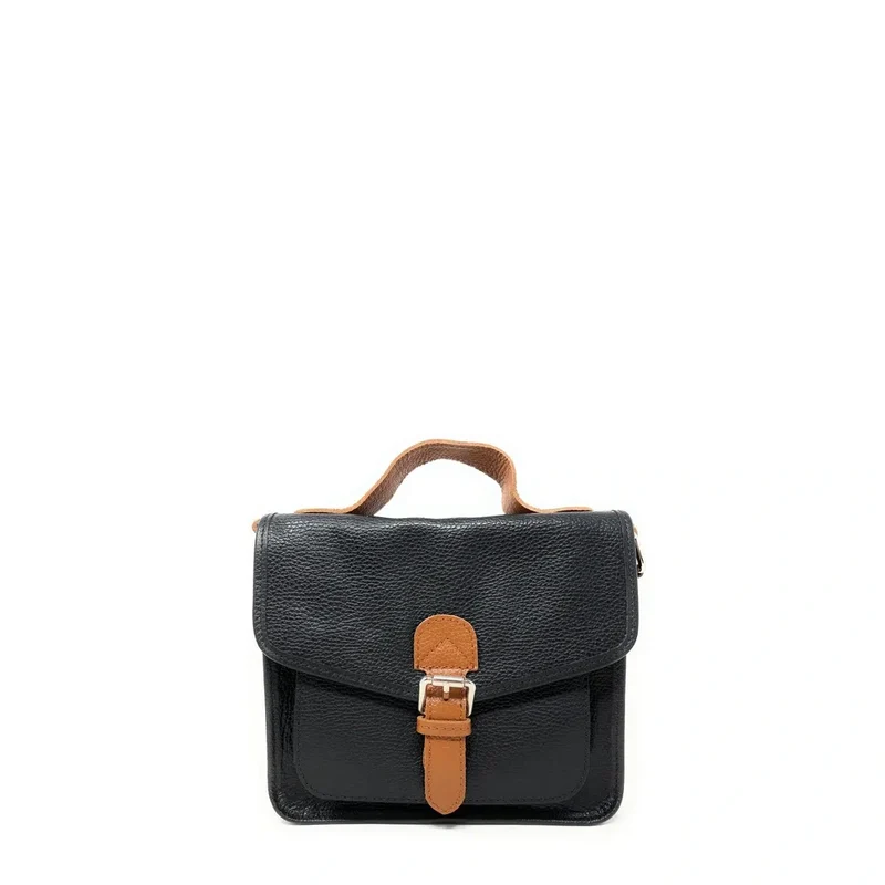 Sac cartable en cuir grainé CALVI Noir