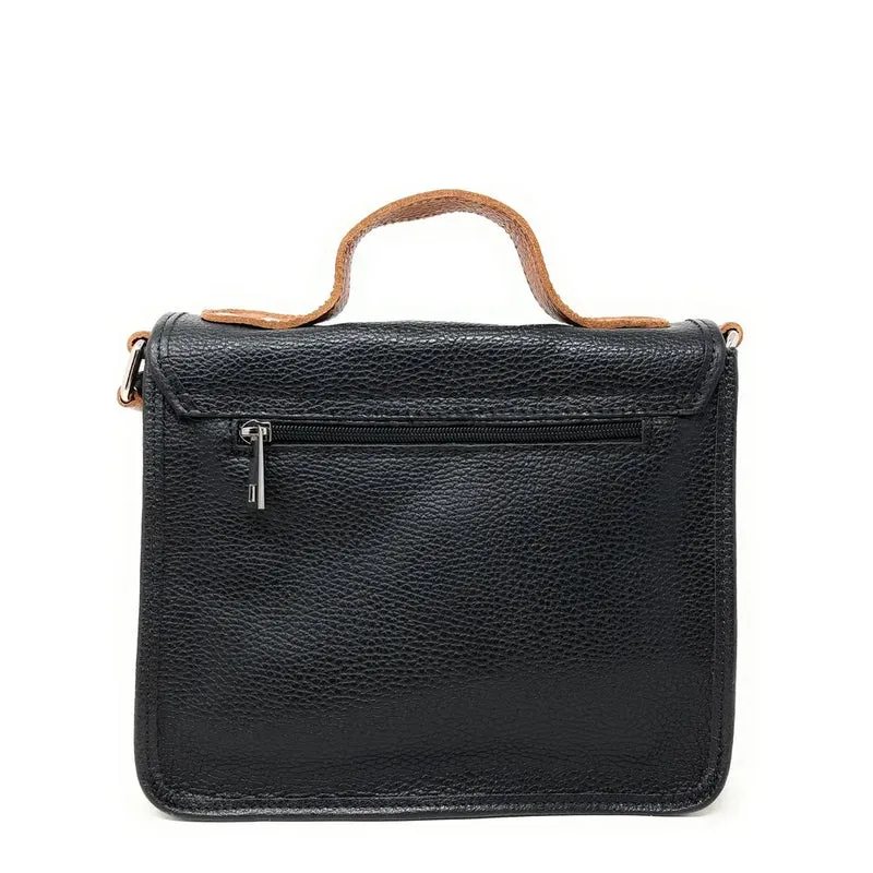Sac cartable en cuir grainé CALVI Noir
