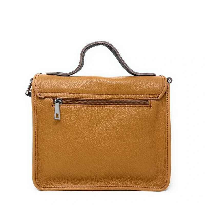 Sac cartable en cuir grainé CALVI Camel