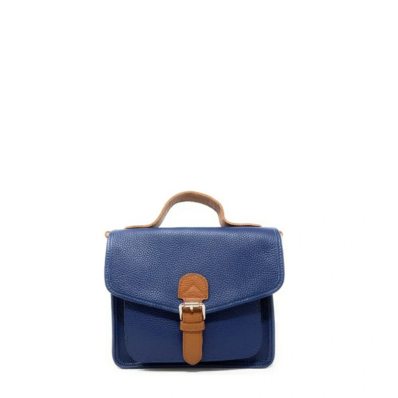 Sac cartable en cuir grainé CALVI Bleu