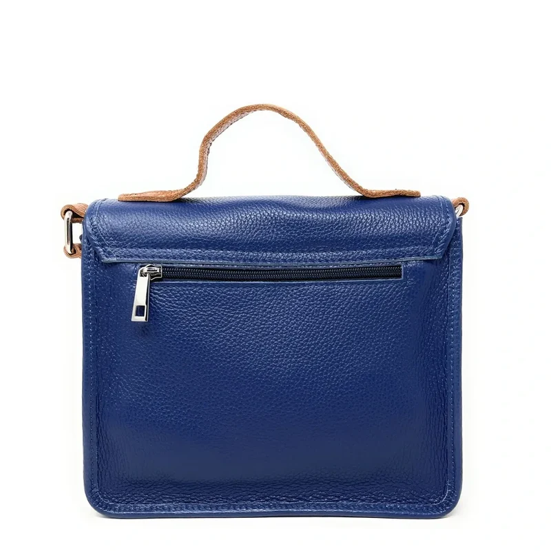 Sac cartable en cuir grainé CALVI Bleu