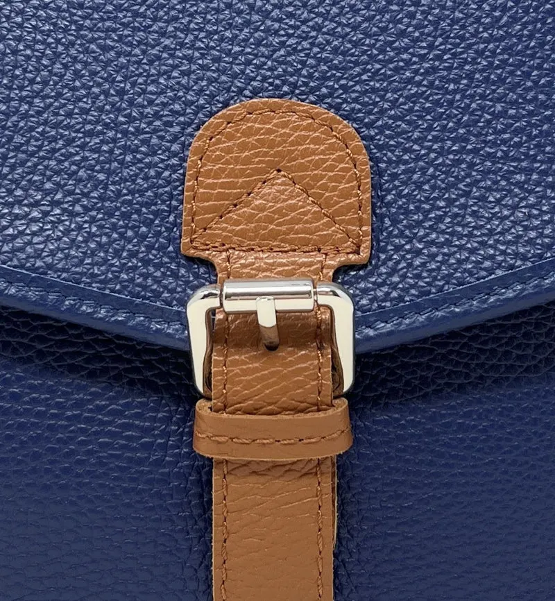 Sac cartable en cuir grainé CALVI Bleu