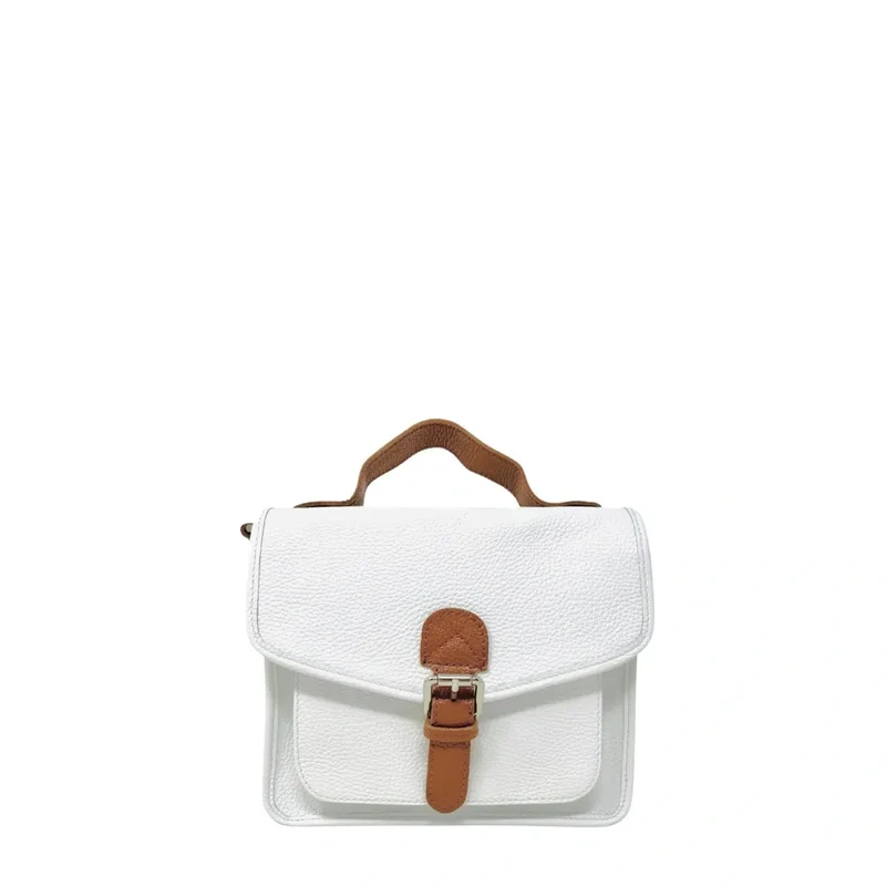 Sac cartable en cuir grainé CALVI Blanc
