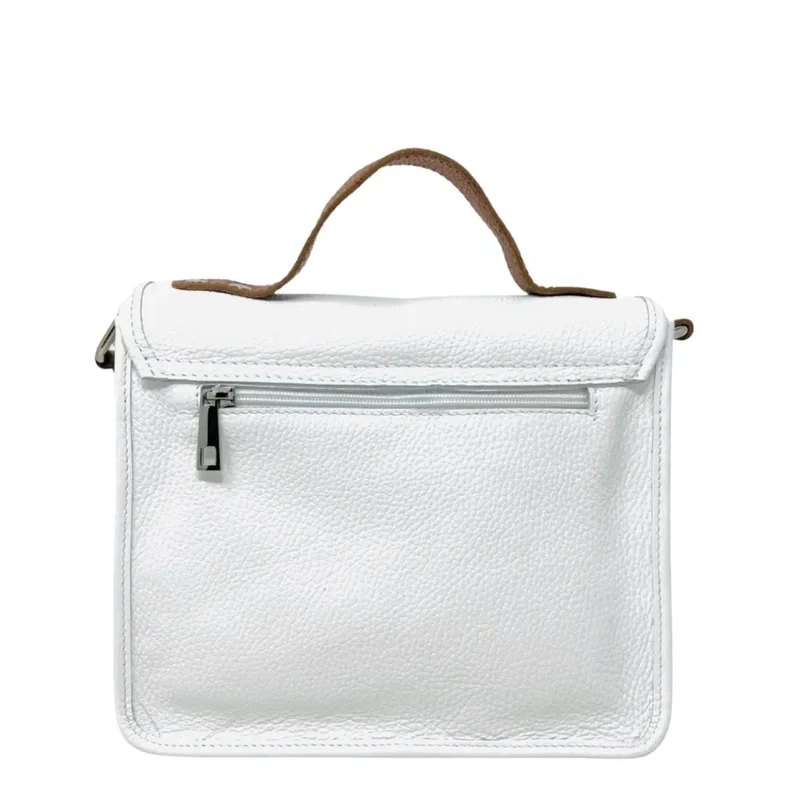 Sac cartable en cuir grainé CALVI Blanc