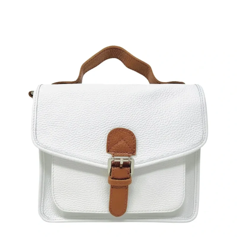 Sac cartable en cuir grainé CALVI Blanc