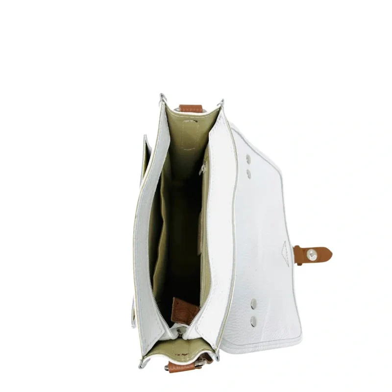Sac cartable en cuir grainé CALVI Blanc