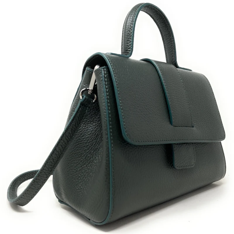 Sac bandoulière en cuir grainé SMART Vert forêt