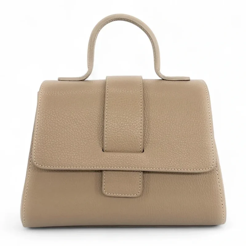 Sac bandoulière en cuir grainé SMART Taupe