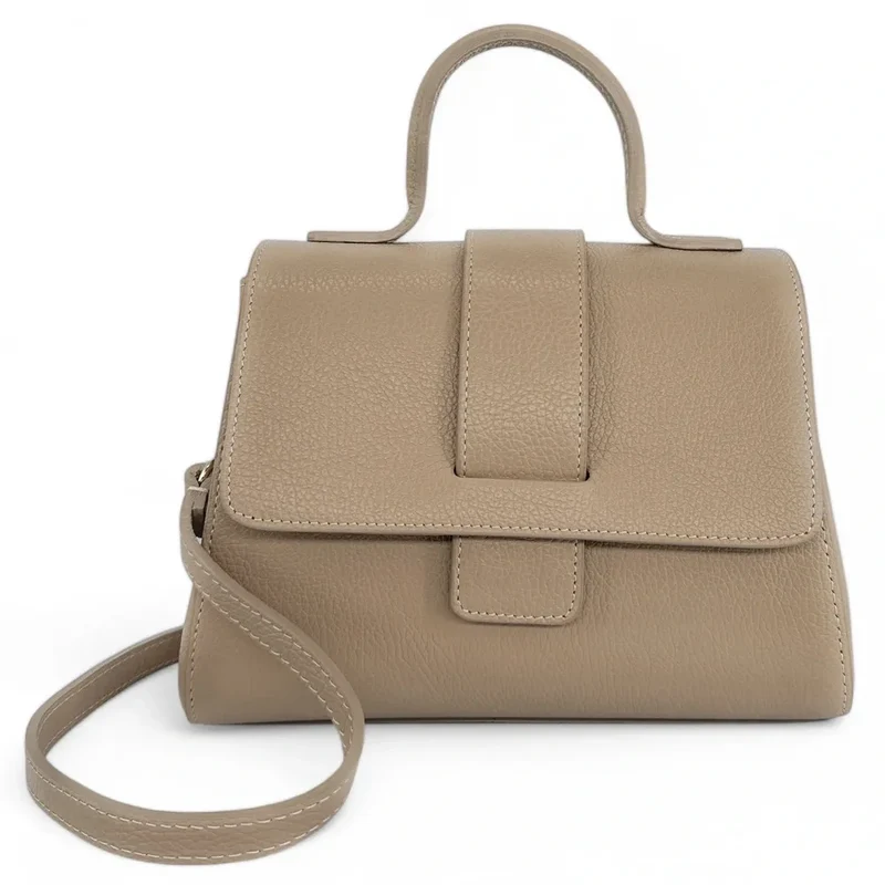 Sac bandoulière en cuir grainé SMART Taupe