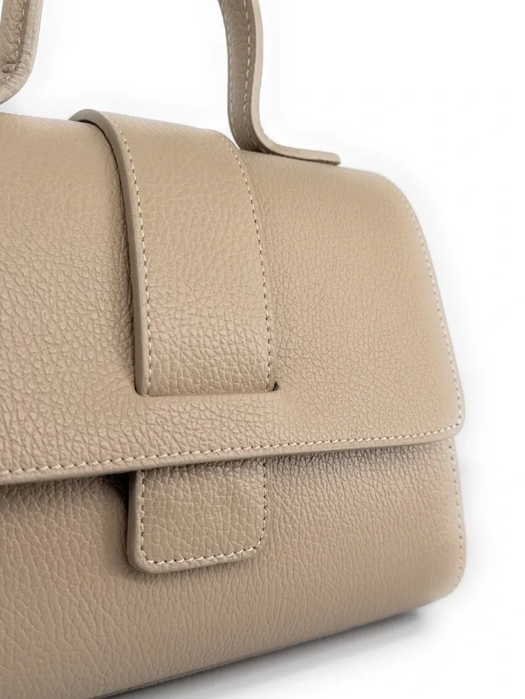 Sac bandoulière en cuir grainé SMART Taupe