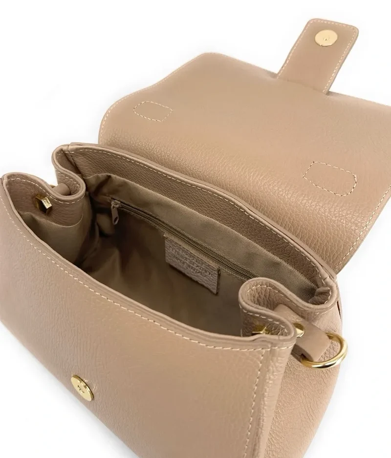 Sac bandoulière en cuir grainé SMART Taupe