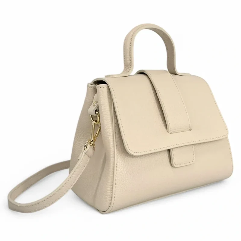 Sac bandoulière en cuir grainé SMART Taupe clair