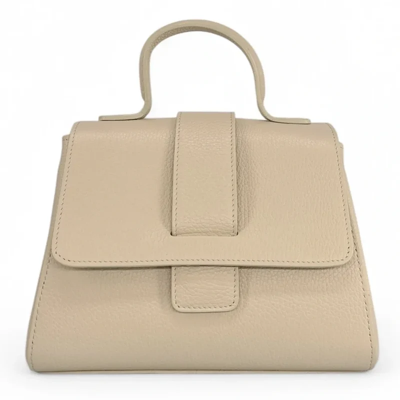 Sac bandoulière en cuir grainé SMART Taupe clair