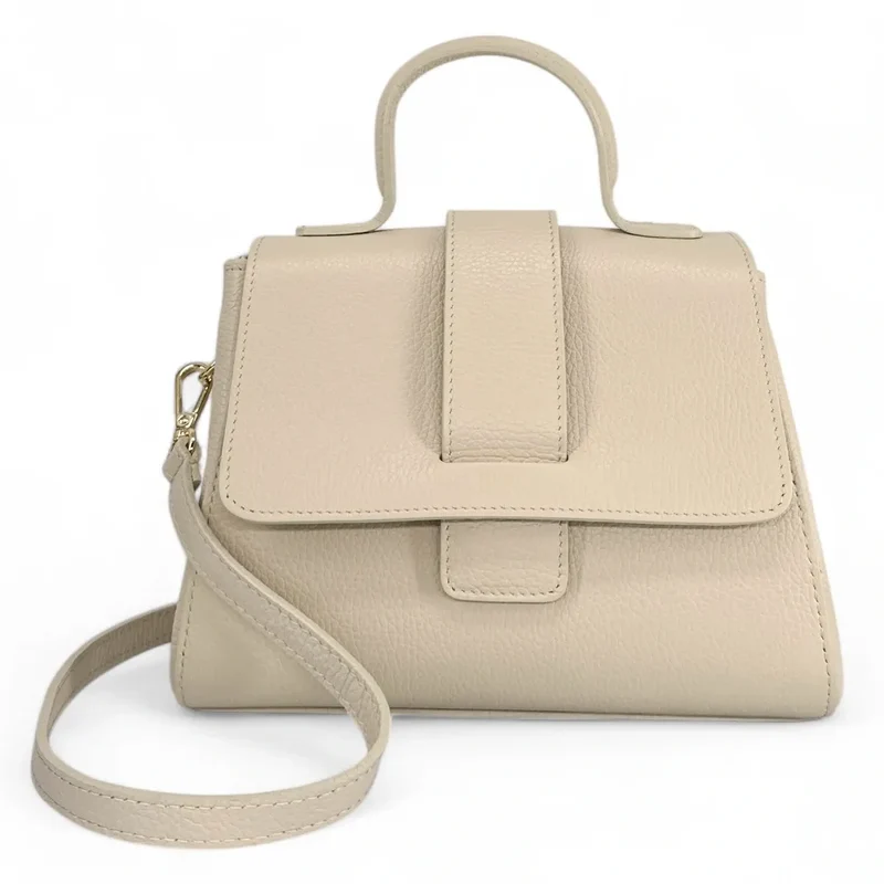 Sac bandoulière en cuir grainé SMART Taupe clair