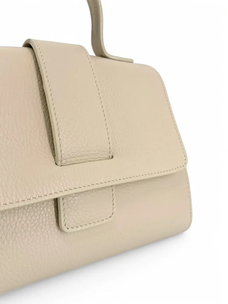 Sac bandoulière en cuir grainé SMART Taupe clair