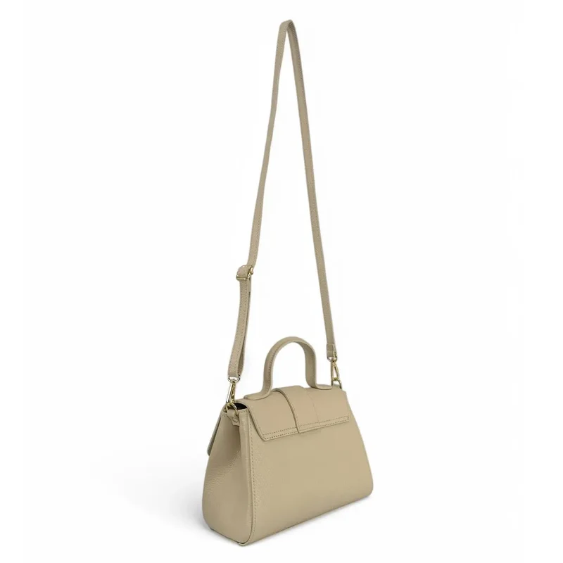 Sac bandoulière en cuir grainé SMART Taupe clair
