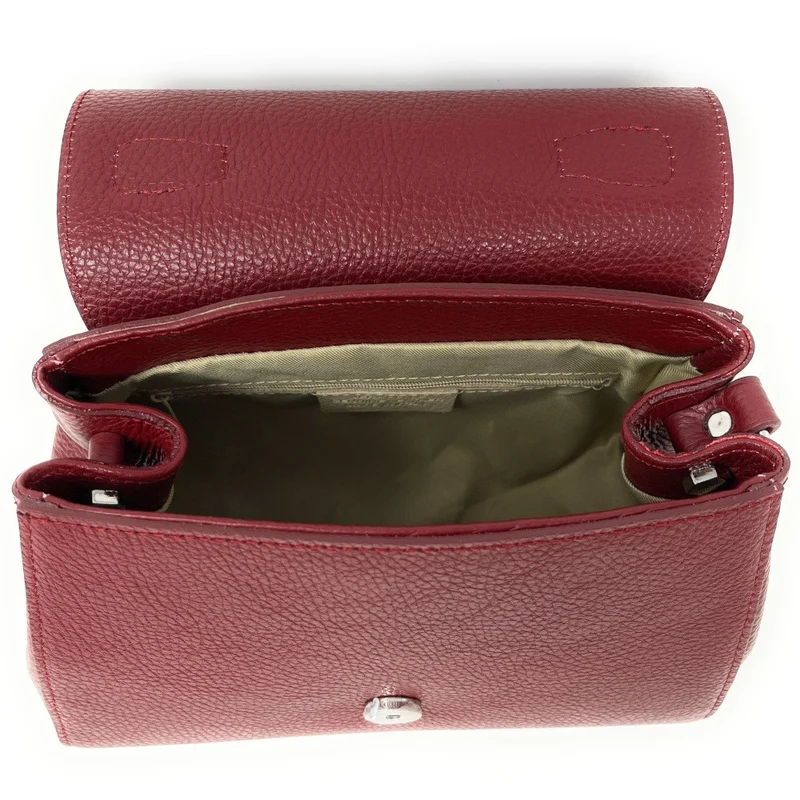 Sac bandoulière en cuir grainé SMART Rouge foncé