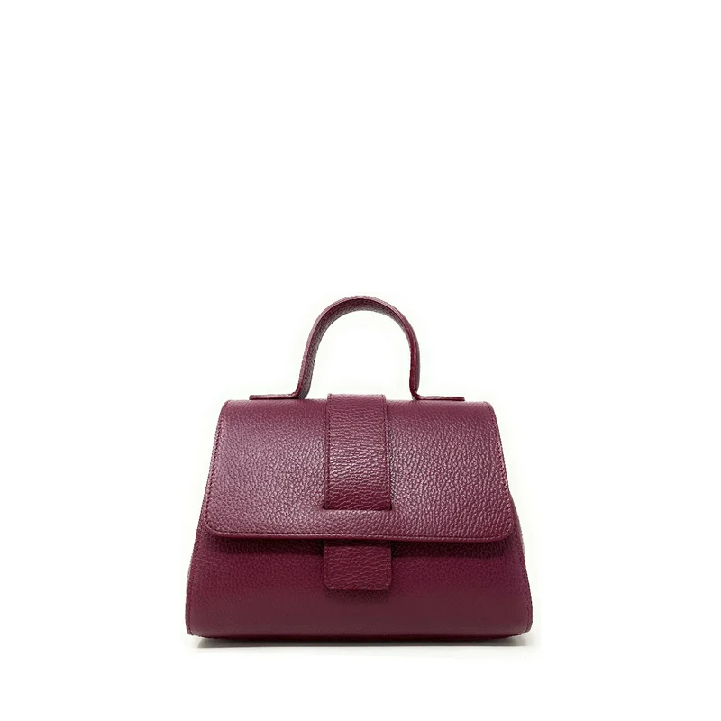 Sac bandoulière en cuir grainé SMART Prune