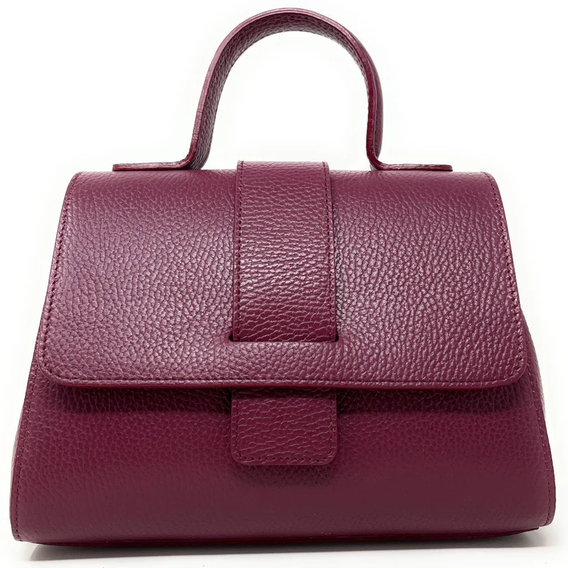 Sac bandoulière en cuir grainé SMART Prune