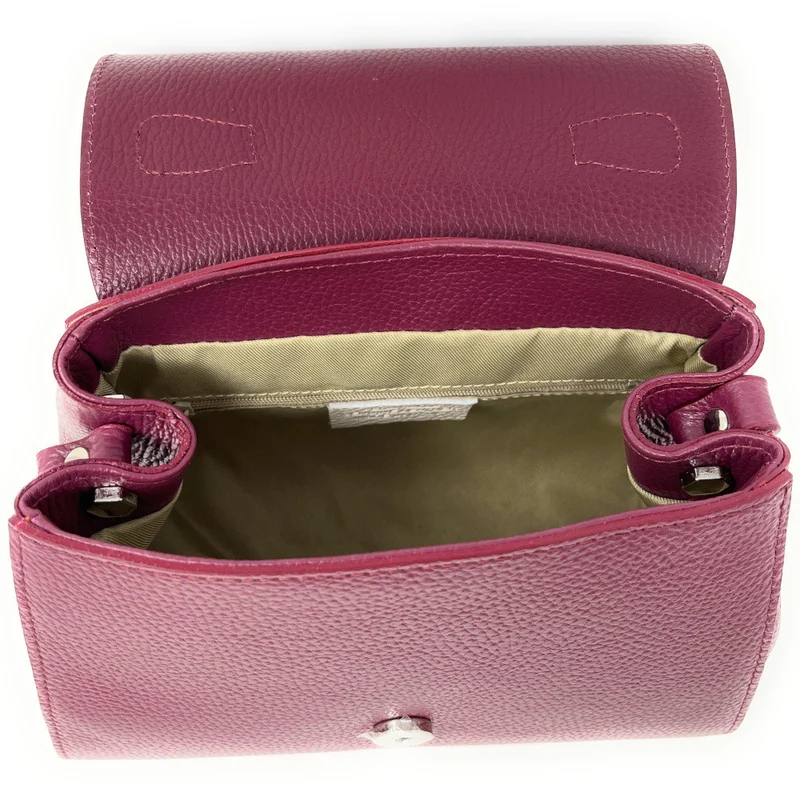 Sac bandoulière en cuir grainé SMART Prune