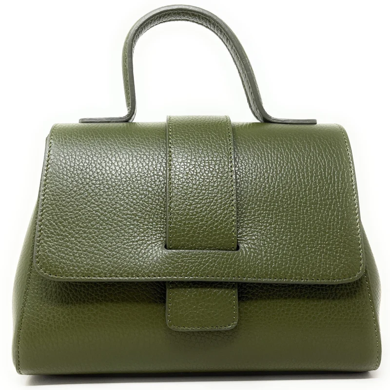 Sac bandoulière en cuir grainé SMART Vert olive