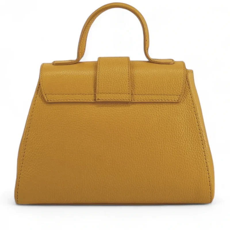 Sac bandoulière en cuir grainé SMART Jaune Moutarde