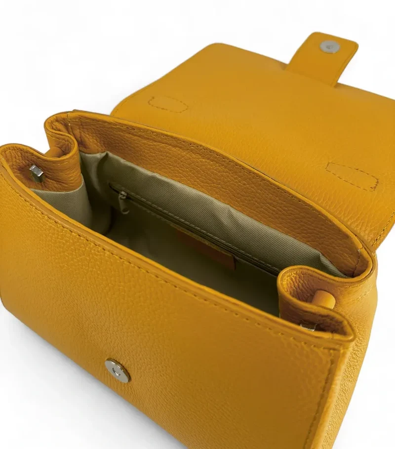 Sac bandoulière en cuir grainé SMART Jaune Moutarde