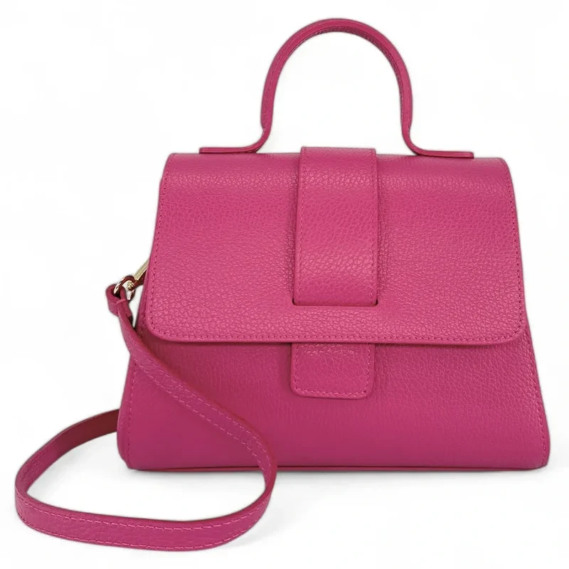 Sac bandoulière en cuir grainé SMART Rose fuchsia