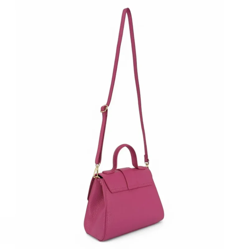 Sac bandoulière en cuir grainé SMART Rose fuchsia