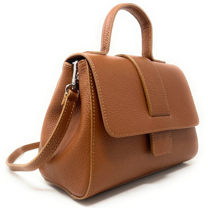 Sac bandoulière en cuir grainé SMART Camel
