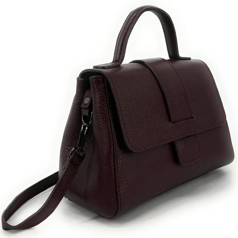 Sac bandoulière en cuir grainé SMART Bordeaux