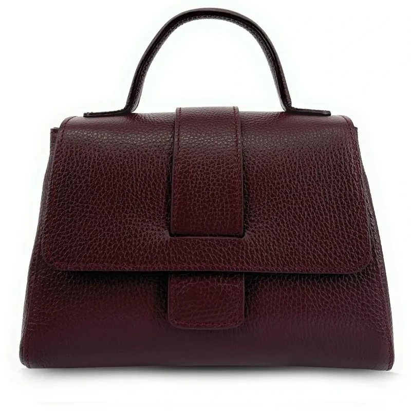 Sac bandoulière en cuir grainé SMART Bordeaux