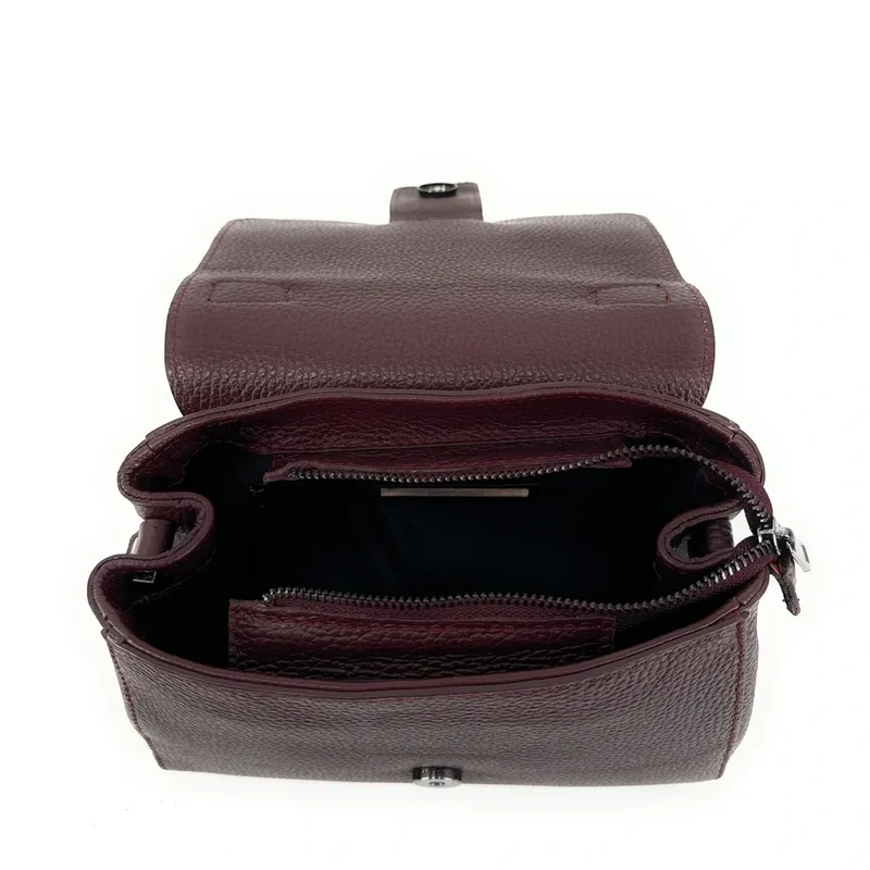 Sac bandoulière en cuir grainé SMART Bordeaux