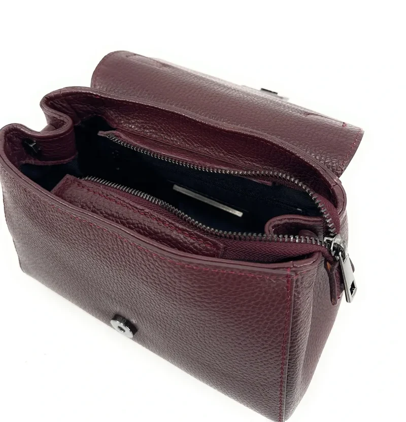 Sac bandoulière en cuir grainé SMART Bordeaux
