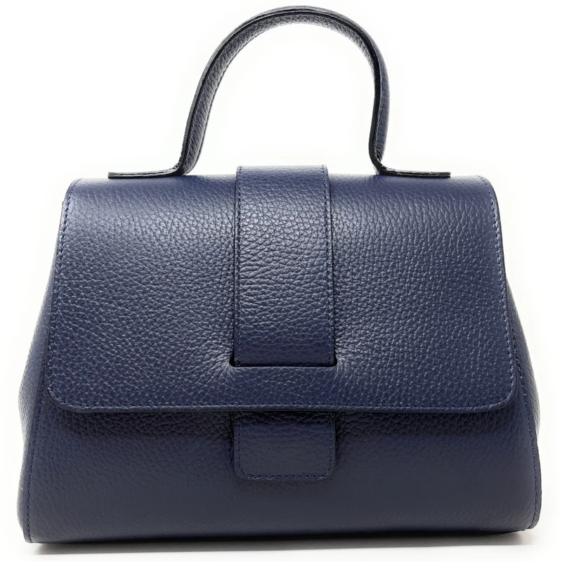 Sac bandoulière en cuir grainé SMART Bleu marine
