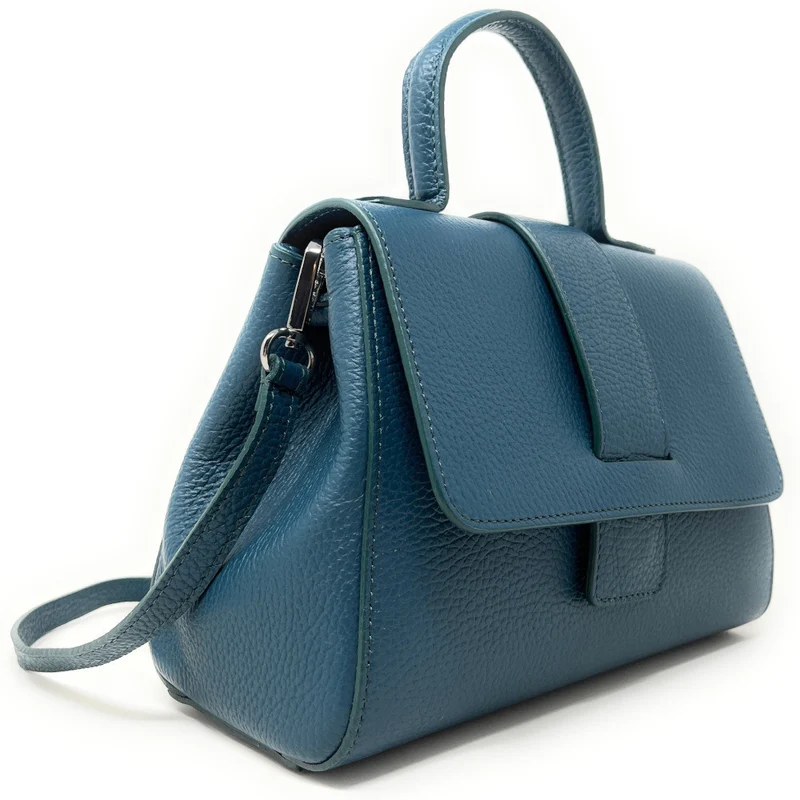 Sac bandoulière en cuir grainé SMART Bleu vert canard