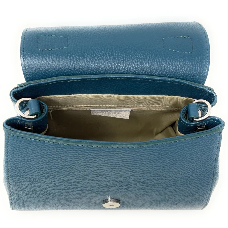 Sac bandoulière en cuir grainé SMART Bleu vert canard