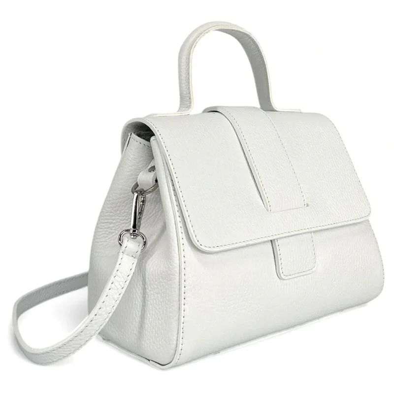 Sac bandoulière en cuir grainé SMART Blanc