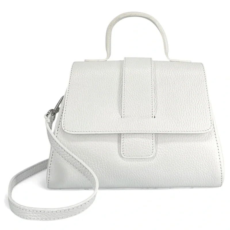 Sac bandoulière en cuir grainé SMART Blanc
