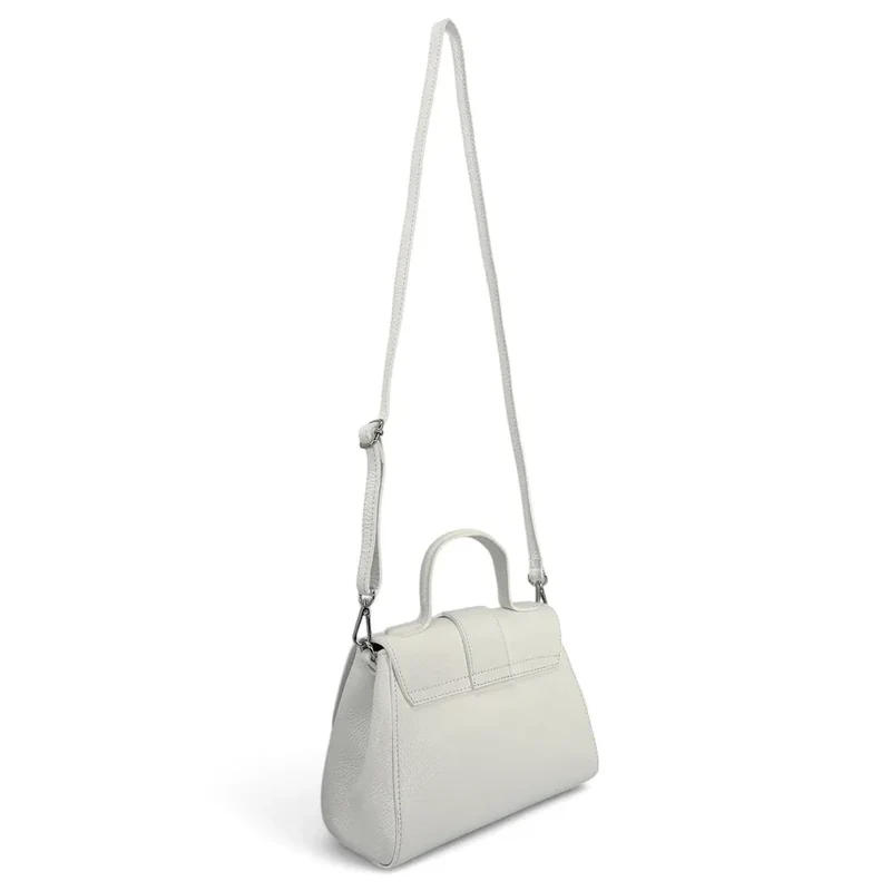 Sac bandoulière en cuir grainé SMART Blanc