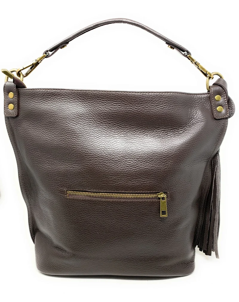 Sac à main en cuir grainé TANAH Chocolat